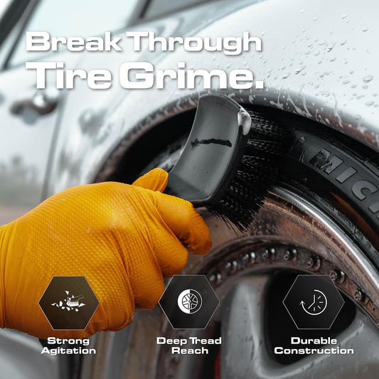 Stiff Bristle Tire Brush - Heavy-Duty Deep Clean for Tires & Mats