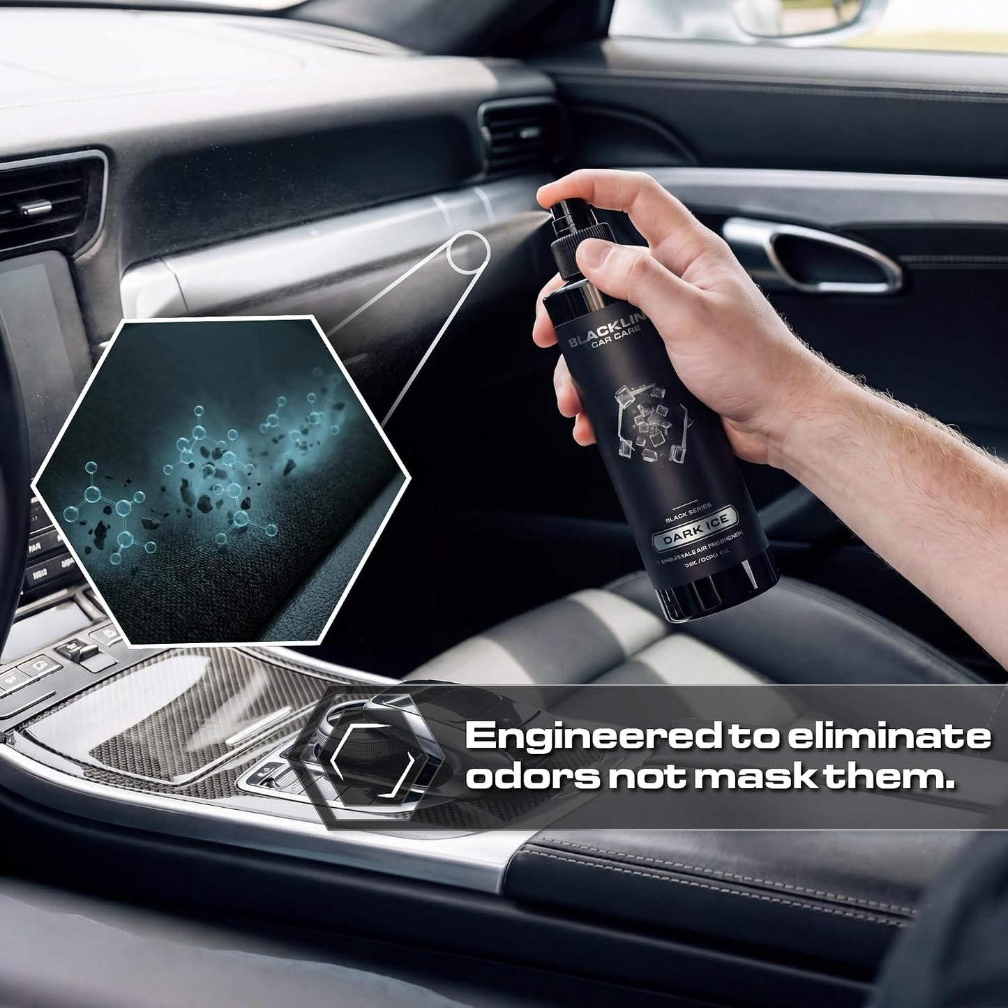Dark Ice Car Air Freshener Spray - Cool, Bold Odor Eliminator