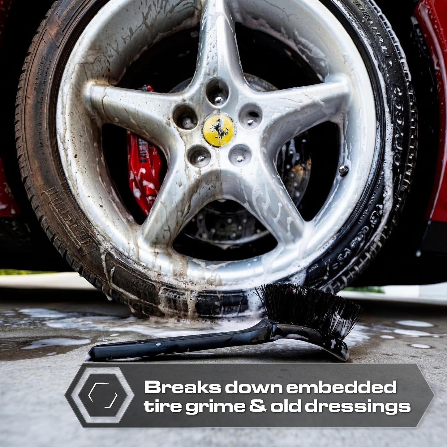 Stiff Bristle Tire Brush - Heavy-Duty Deep Clean for Tires & Mats
