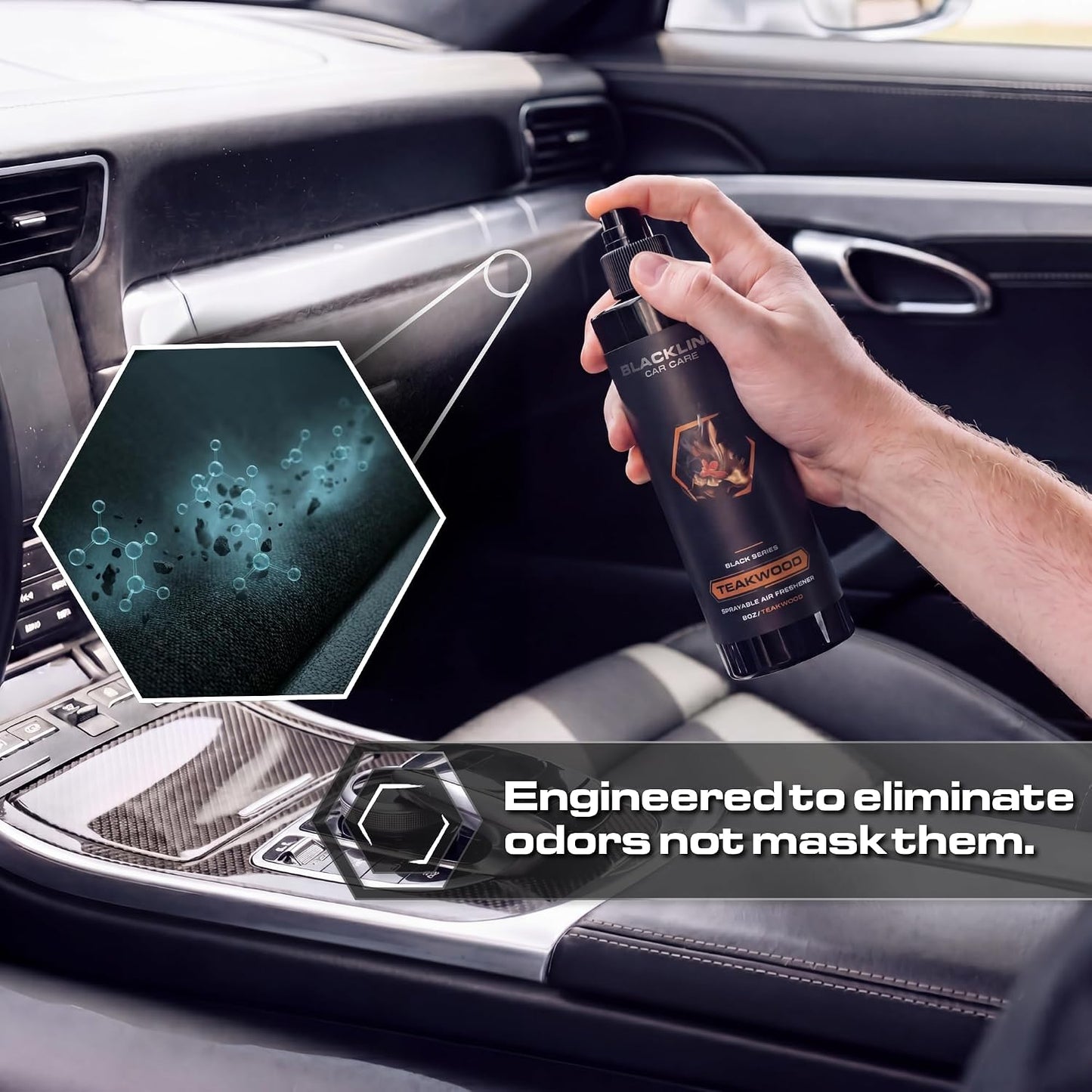Teakwood Car Air Freshener Spray - Cool, Bold Odor Eliminator