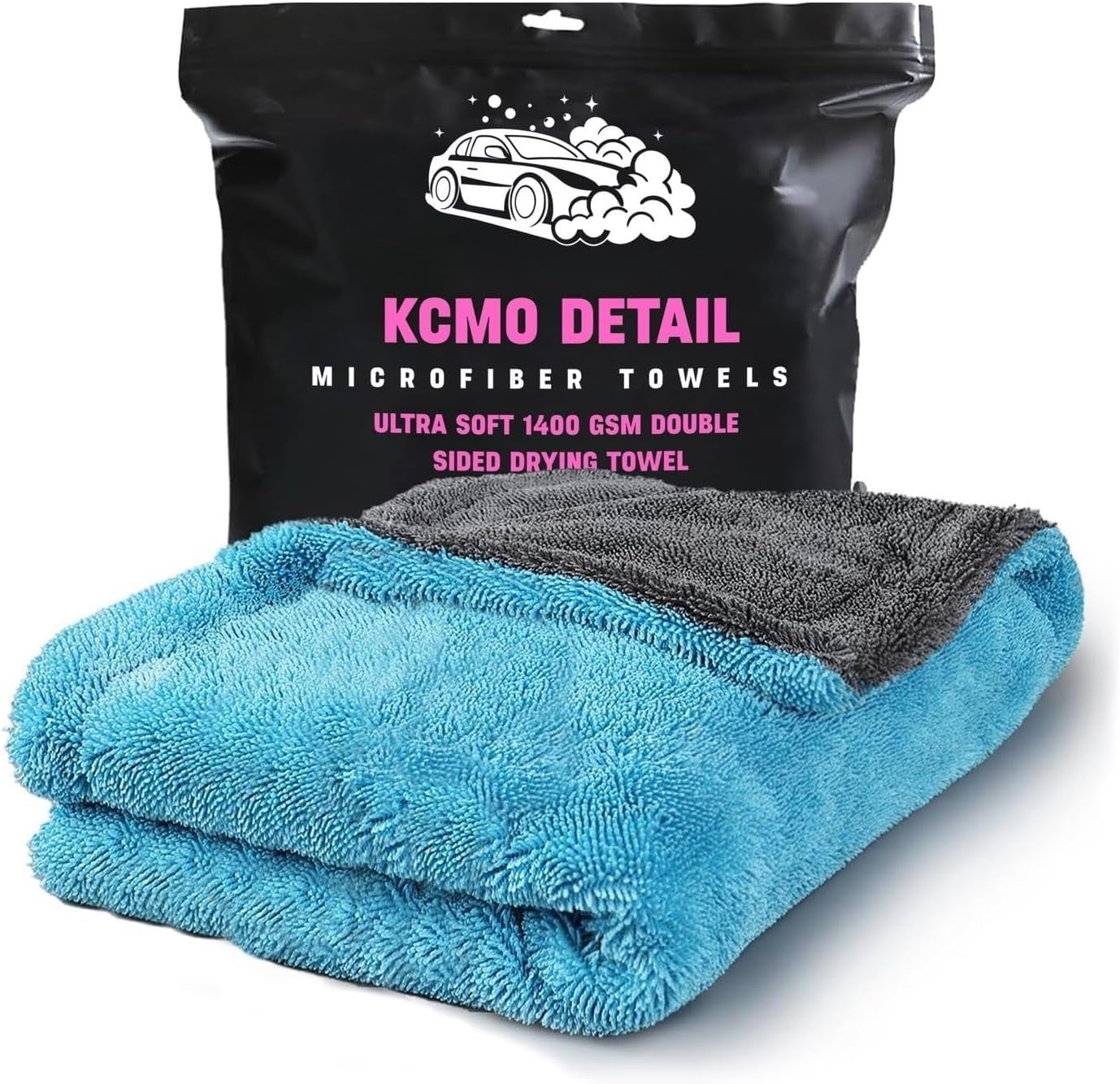 Car Drying Towel - 3Ftx2Ft Xl-Popular Pick among Detailing Pros -Aqua 1400 GSM Microfiber Accessory - Absorbs over 8Lbs of Water - Leaves No Streaks, Spots or Scratches-Dries an Entire Car