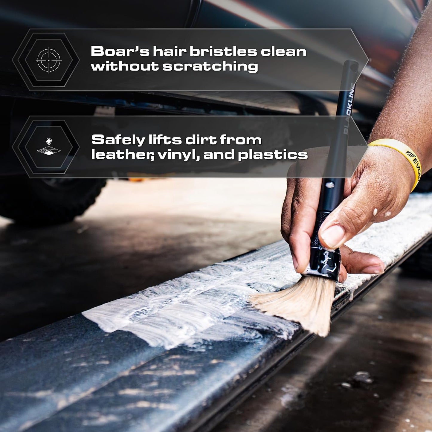 Car Detailing Brush Set, 2 Pack - Boars Hair Bristles, Interior